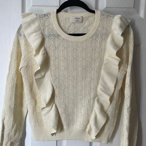 Wilfred Open Knit Ruffled Sweater